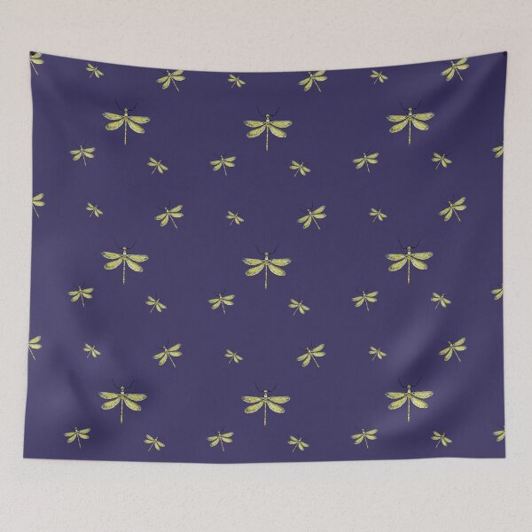 Item preview, Dragonfly yellow pattern cute a watercolor sketch violet designed and sold by Yana Mustafina | Boho Soulful Designs.