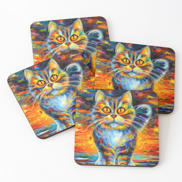 Item preview, Cat Eyes No.2 - colorful impressionistic portrait of a cat designed and sold by BLACKSUN-SHOP.