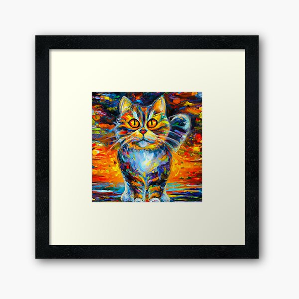 Item preview, Cat Eyes No.2 - colorful impressionistic portrait of a cat designed and sold by BLACKSUN-SHOP.