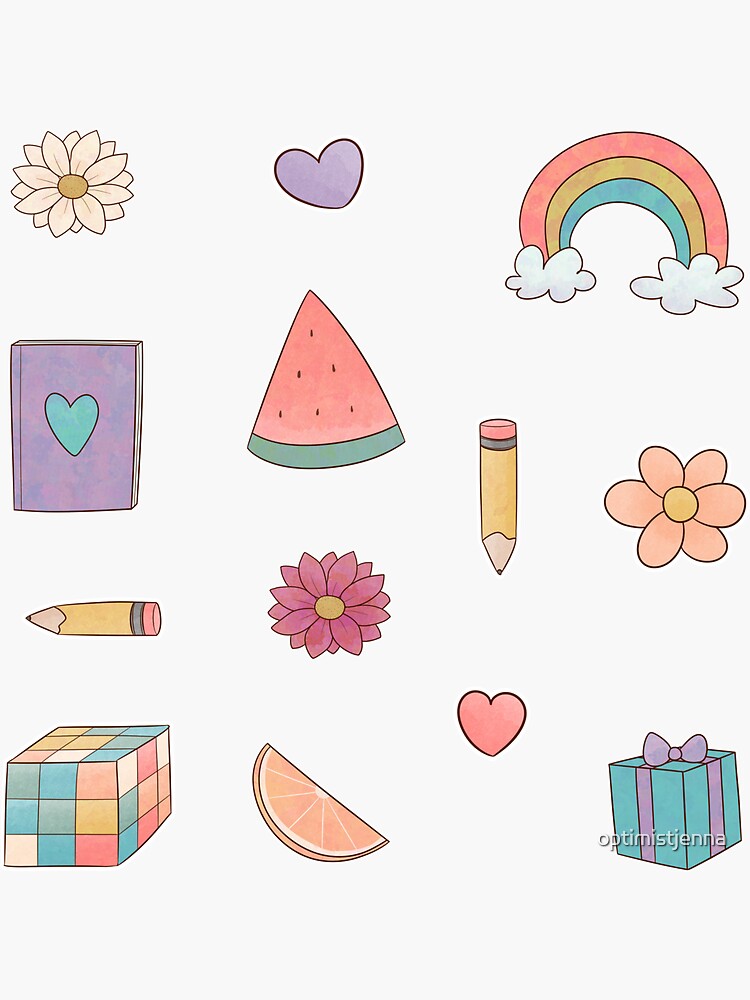 "Pastel Cute Things A" Sticker for Sale by optimistjenna Redbubble