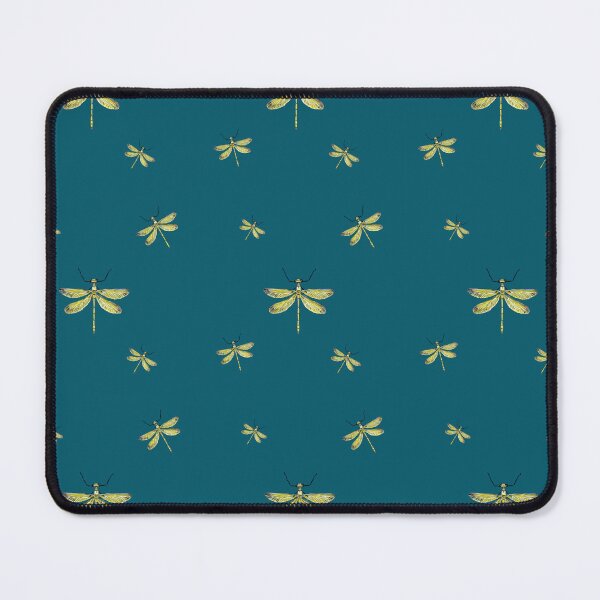 Item preview, Dragonfly yellow pattern cute a watercolor sketch turquoise designed and sold by Yana Mustafina | Boho Soulful Designs.