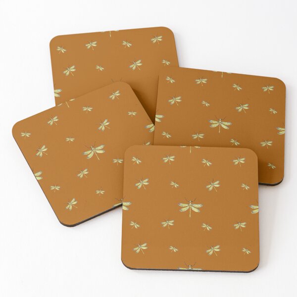 Item preview, Dragonfly yellow pattern cute a watercolor sketch orange designed and sold by Yana Mustafina | Boho Soulful Designs.