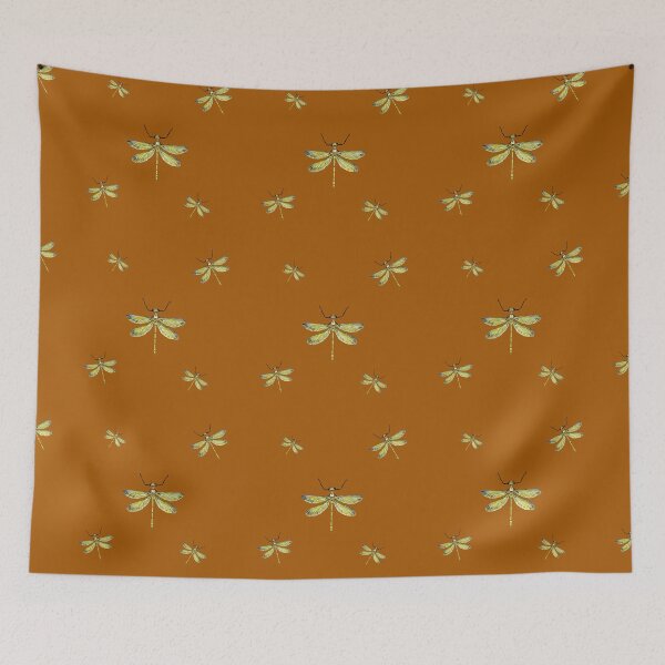 Item preview, Dragonfly yellow pattern cute a watercolor sketch orange designed and sold by Yana Mustafina | Boho Soulful Designs.