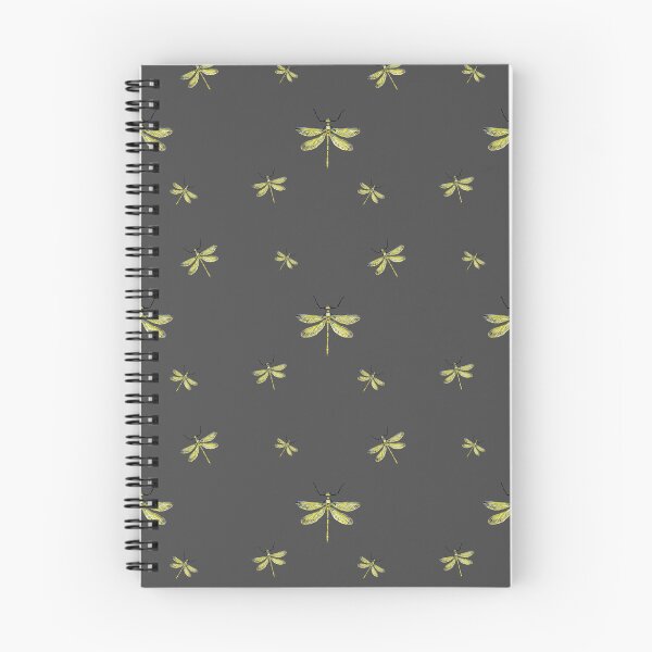 Item preview, Dragonfly yellow pattern cute a watercolor sketch grey designed and sold by Yana Mustafina | Boho Soulful Designs.