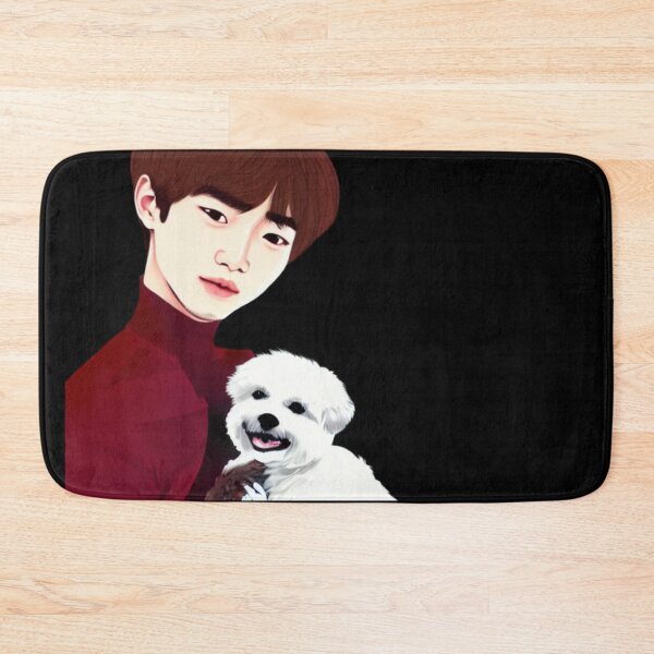 Item preview, Cool Illustration Of Kim Taehyung With A Cute Dog On A Black Background  designed and sold by Kodexstore.