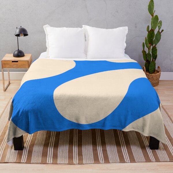 Item preview, Cream on Blue Minimal Curves Abstract Artwork designed and sold by patternsoup.