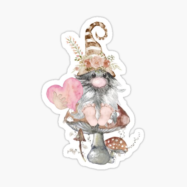 Item preview, Forest Gnome hand painted in watercolor. Forest Gnome designed and sold by Marina Braga  Artista en acuarela y diseñadora gráfica.