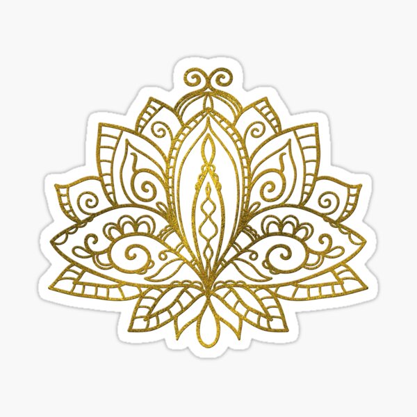 Aperçu de l'œuvre Élégante fleur de Lotus or sur bleu créée et vendue par k9printart.