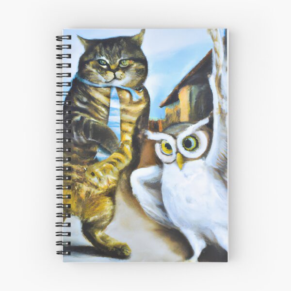 Aperçu de l'œuvre L'amitié d'un chat et d'un hibou créée et vendue par MyOilArt4you.
