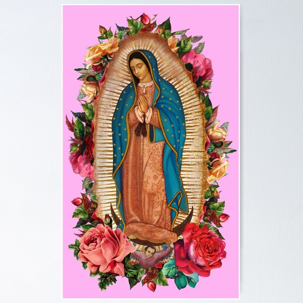 Pintura en lienzo de la Virgen de Guadalupe, póster de la Virgen