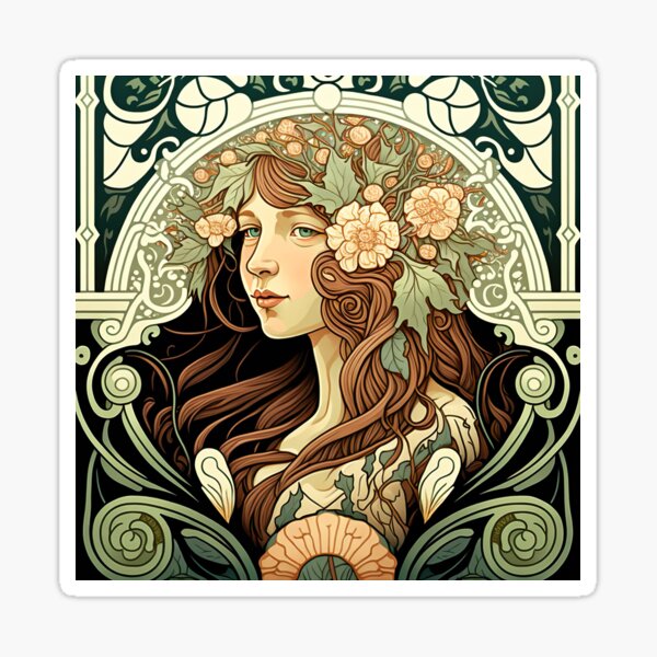 Art Nouveau Portraits #12 Sticker