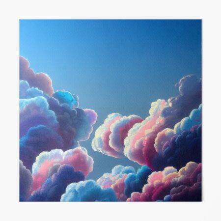 Pink and Blue Cotton Clouds Art Board Print for Sale by Trends Shop