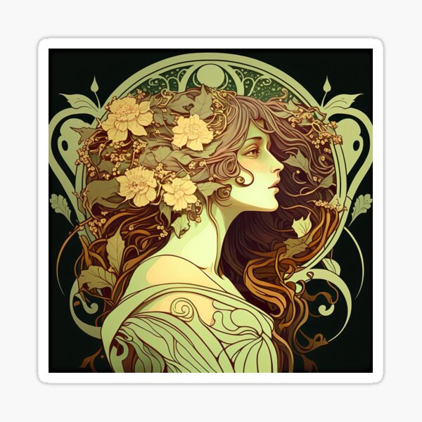 Art Nouveau Portraits #10 Sticker