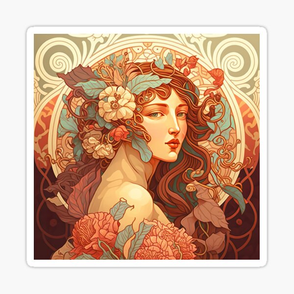 Art Nouveau Portraits #11 Sticker