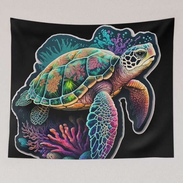 Item preview, Vintage Neon Sea Turtle designed and sold by AwakenedSoul.