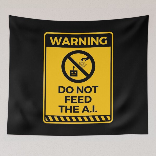 Item preview, Warning Do Not Feed The A.I. Sign - A.I. Art Generator Meme (yellow icon) designed and sold by MillennialMemer.