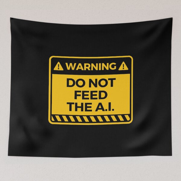 Item preview, Do Not Feed The A.I. Warning Sign - A.I. Art Generator Meme (yellow) designed and sold by MillennialMemer.