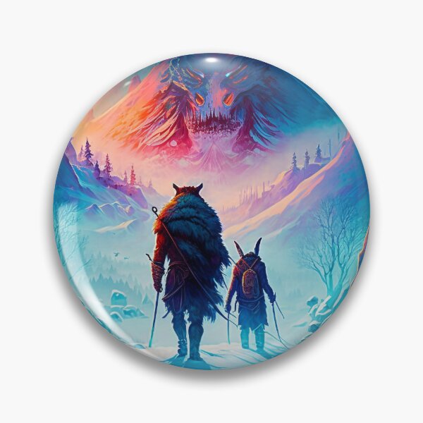 Item preview, Los vikingos de Valheim atraviesan la montaña del lobo invernal designed and sold by AICreateWorlds.