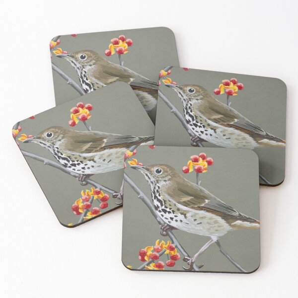 Item preview, Hermit Thrush on Bittersweet designed and sold by LauraWolfArtist.