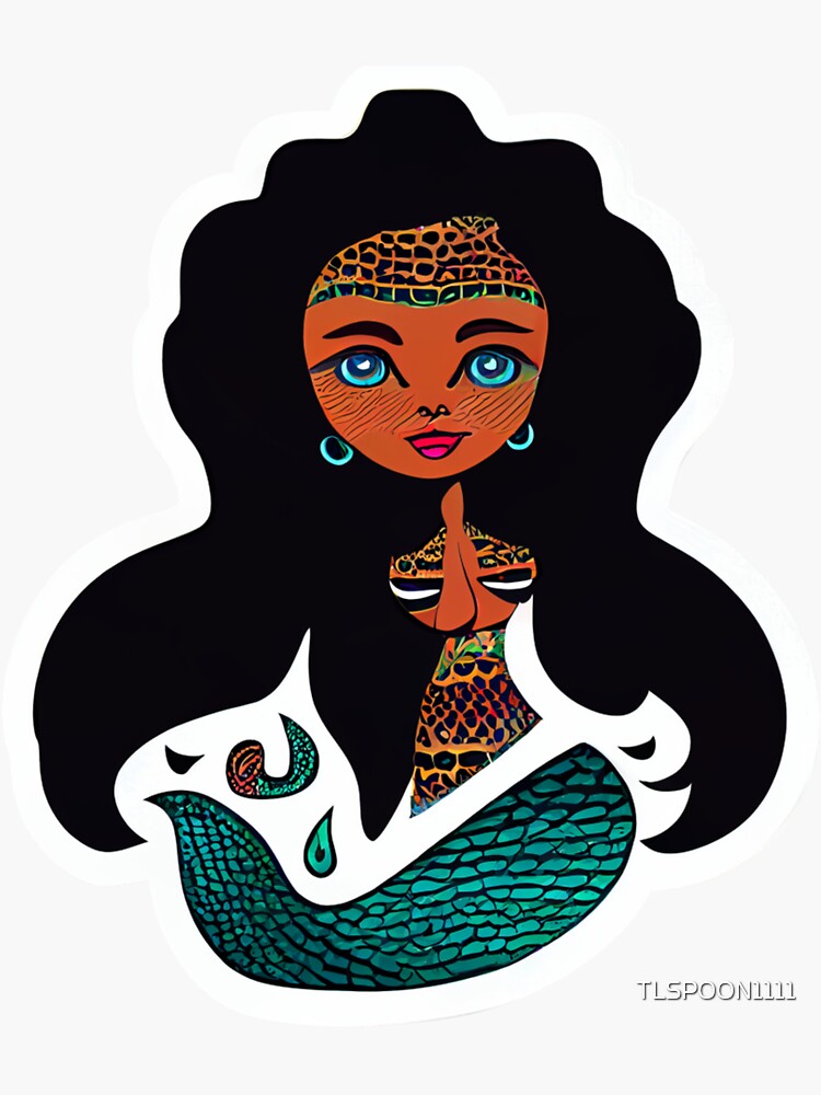 "African American Mermaid Sticker Collection 2" Sticker for Sale by
