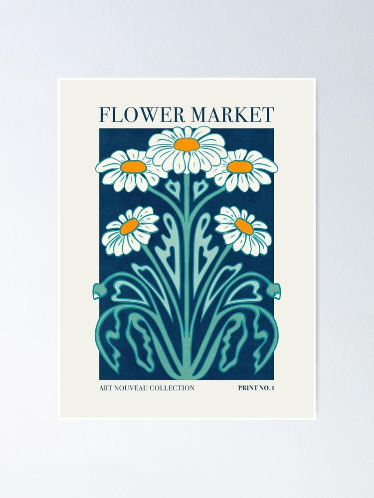 Flower Market Daisies Art Nouveau Style