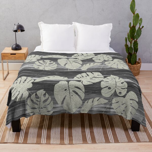 Item preview, Monstera Silver Metallic Gray Monochrome Glow Exotic Leaves Foliage Pattern I designed and sold by Irina Sztukowski.
