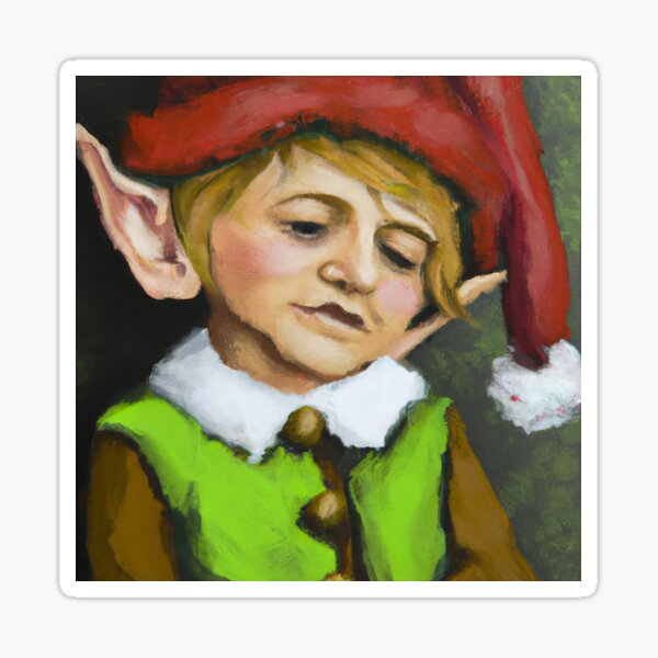 a-christmas-elf-sticker-for-sale-by-myoilart4you-redbubble