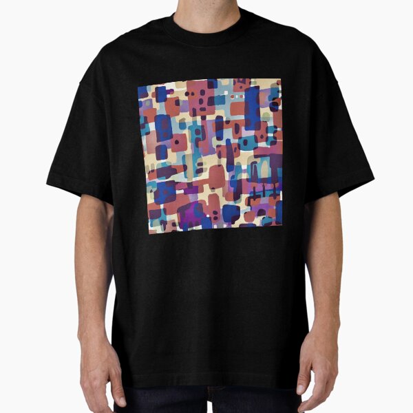 GeoDance No95 Blue Red Tan Oversized T-Shirt