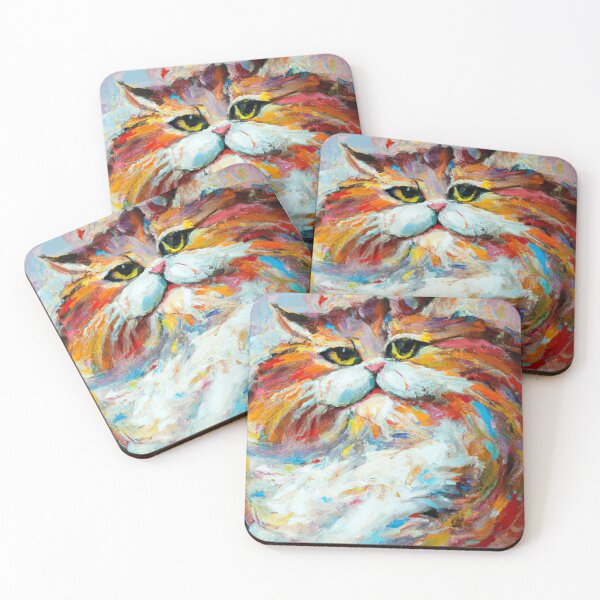 Item preview, Fat Cat No.1 - colorful impressionistic portrait of a fat cat designed and sold by BLACKSUN-SHOP.
