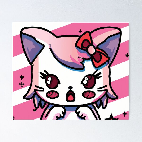 Meowtain Cute Kawaii Cat Stack Anime Japanese Harajuku Pastel Aesthetic |  Poster