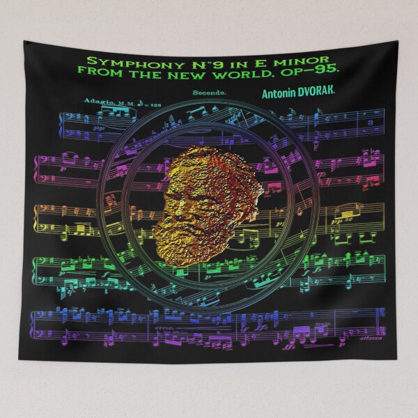 Item preview, SYMPHONY N°9 IN E MINOR FROM THE NEW WORLD SYMPHONY BY ANTONIN DVORAK - ABSTRACT PORTRAIT MUSICIAN COMPOSER SYMPHONY CONCERTO OPERA - RAINBOW MUSIC SCORES designed and sold by Ralek.
