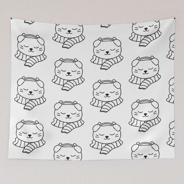 Item preview, Headphone cat with scarf designed and sold by faizaart.
