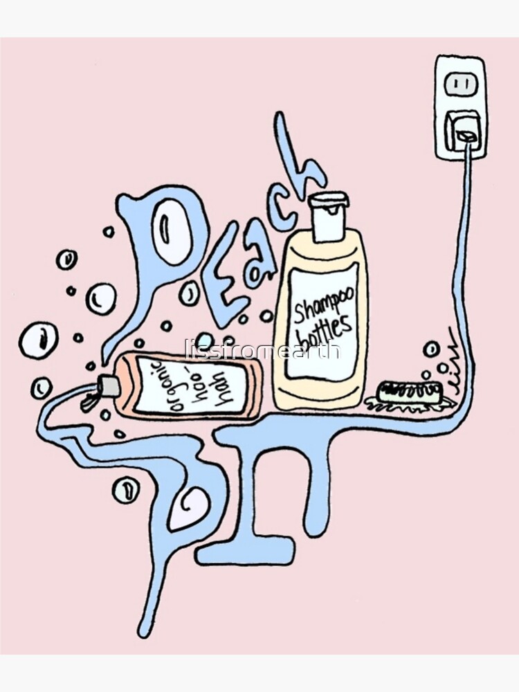 "PEACH PIT SHAMPOO BOTTLES (original, colour, background)" Poster for