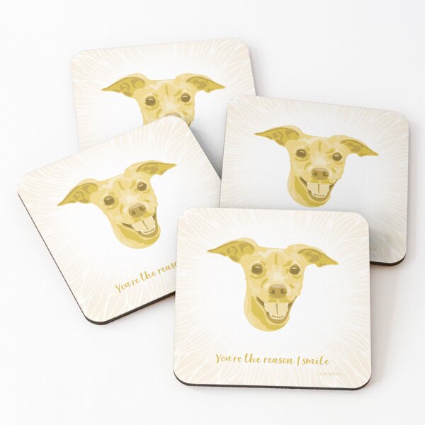 Item preview, Miniature Pinscher Yellow and Cream Smiling Face "You're the reason I smile" designed and sold by DuFauna.