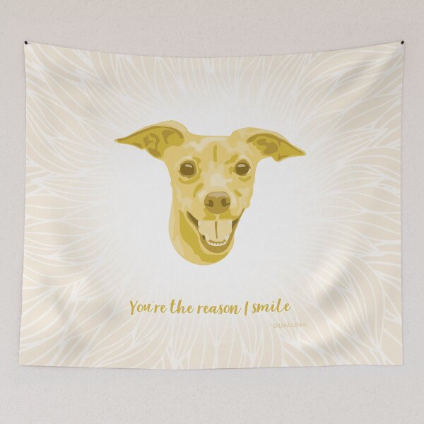 Item preview, Miniature Pinscher Yellow and Cream Smiling Face "You're the reason I smile" designed and sold by DuFauna.