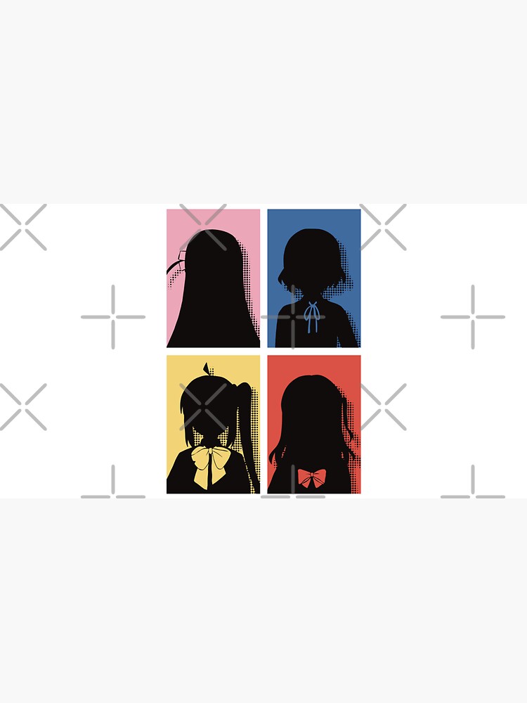 All The Main Characters In Bocchi The Rock Anime In A Cute Minimalist Pop  Art Design Featured With Their Unique Hairpin And Ribbon Colored In Their  Own Hair Color - Bocchi The