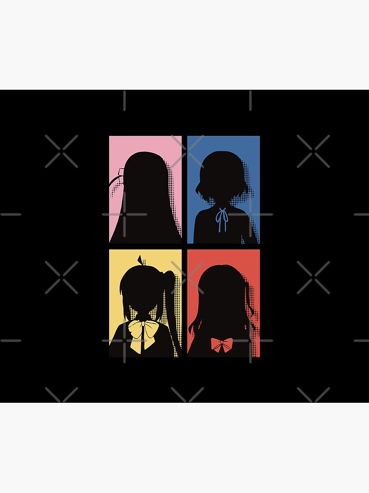All The Main Characters In Bocchi The Rock Anime In A Cute Minimalist Pop  Art Design Featured With Their Unique Hairpin And Ribbon Colored In Their  Own Hair Color - Bocchi The