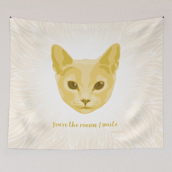 Item preview, Yellow and Cream Cool Cat Face "You're the reason I smile" designed and sold by DuFauna.