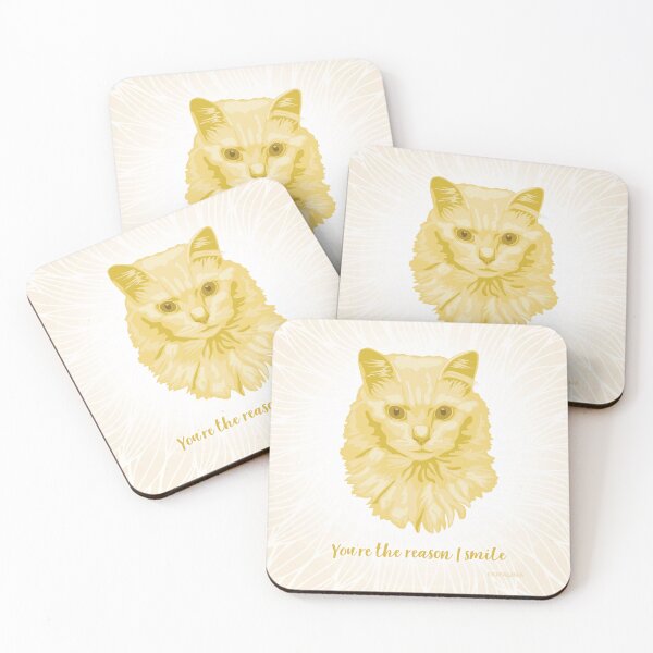 Item preview, Turkish Angora Cat Yellow and Cream Cool Face "You're the reason I smile" designed and sold by DuFauna.