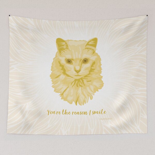 Item preview, Turkish Angora Cat Yellow and Cream Cool Face "You're the reason I smile" designed and sold by DuFauna.