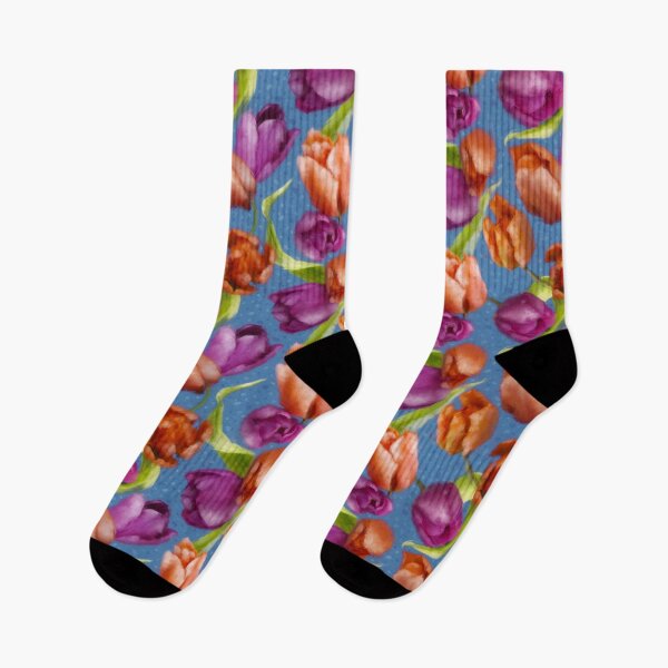 Item preview, Watercolor Style Tulips With Blue Dots Background designed and sold by Tina Veenstra.