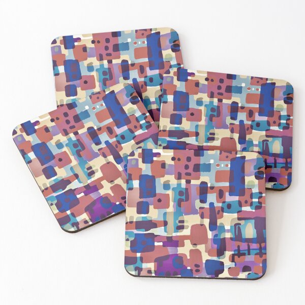 Item preview, GeoDance No95 Blue Red Tan designed and sold by SCAartwork.