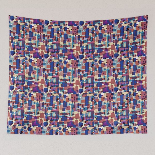 Item preview, GeoDance No95 Blue Red Tan designed and sold by SCAartwork.