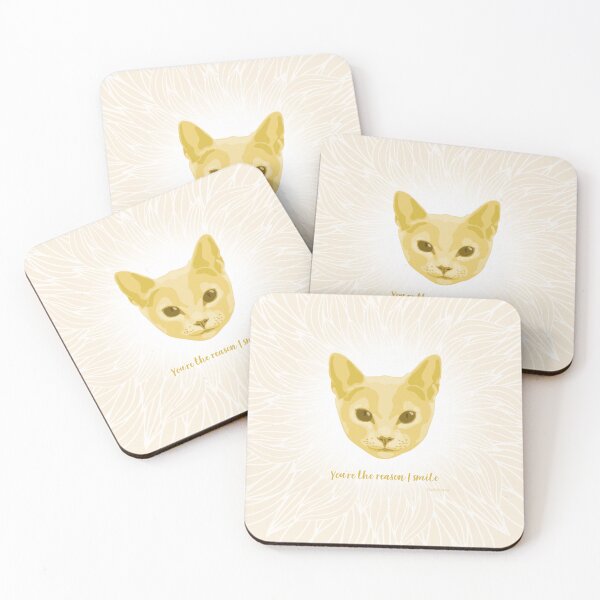 Item preview, Yellow and Cream Cool Cat Face "You're the reason I smile" designed and sold by DuFauna.