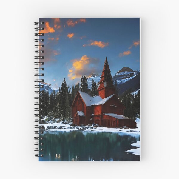 Item preview, Stave Church at a Sunset Glacial Lake designed and sold by lostcauseblue.