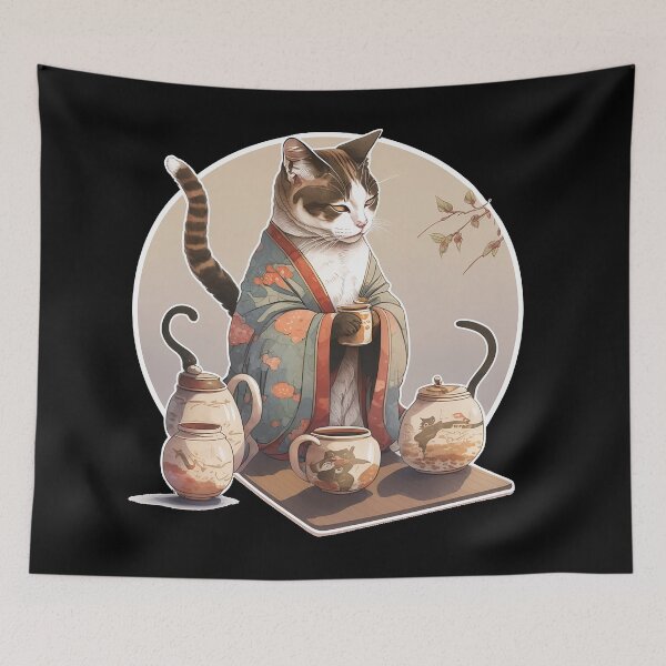 Item preview, Japanese Cat Tea Time designed and sold by AwakenedSoul.