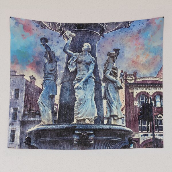 Item preview, Alexandra Fountain at Sunset - Artists Watercolor and Sketch - Bendigo, Victoria designed and sold by Steven Jodoin.