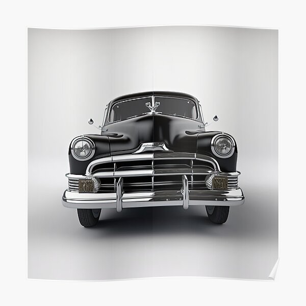 "Black classic vintage car on a clean white background (Front view