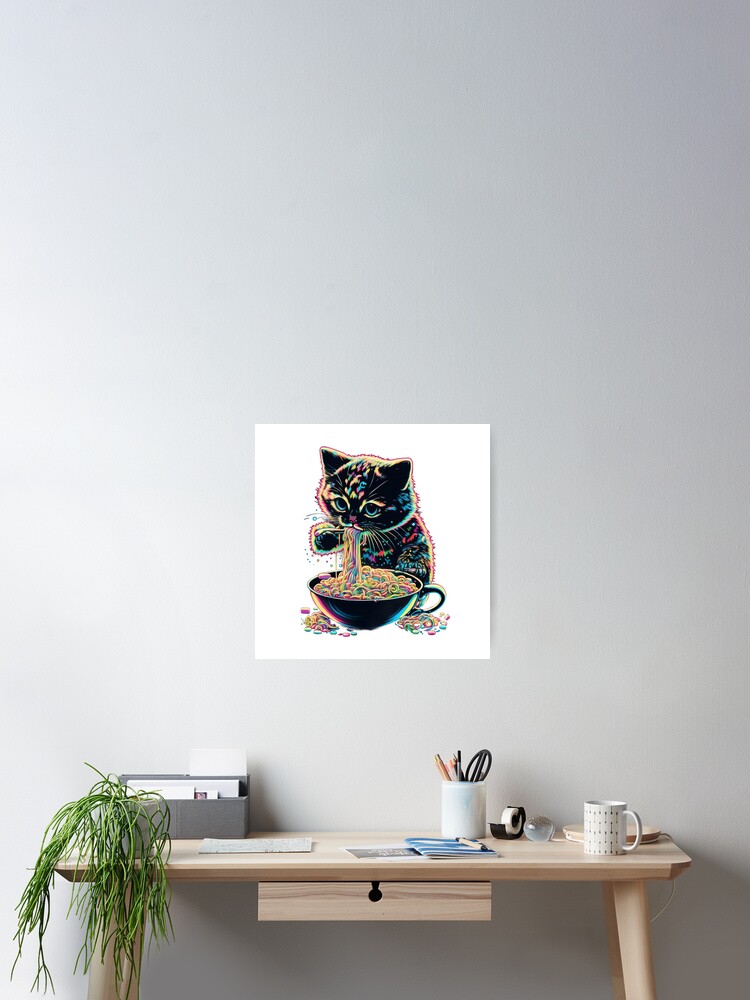 Thumbnail 2 of 3, Poster, Happy Raman Kitty designed and sold by AwakenedSoul.