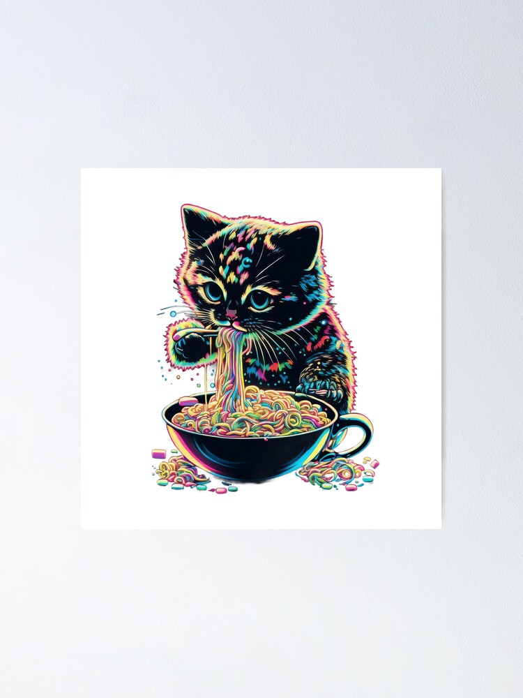 Thumbnail 1 of 3, Poster, Happy Raman Kitty designed and sold by AwakenedSoul.